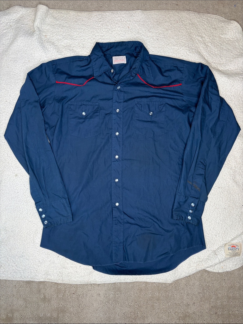 H Bar C Ranchwear Long Tail Pearl Snap Campfire Western Shirt: Size Large